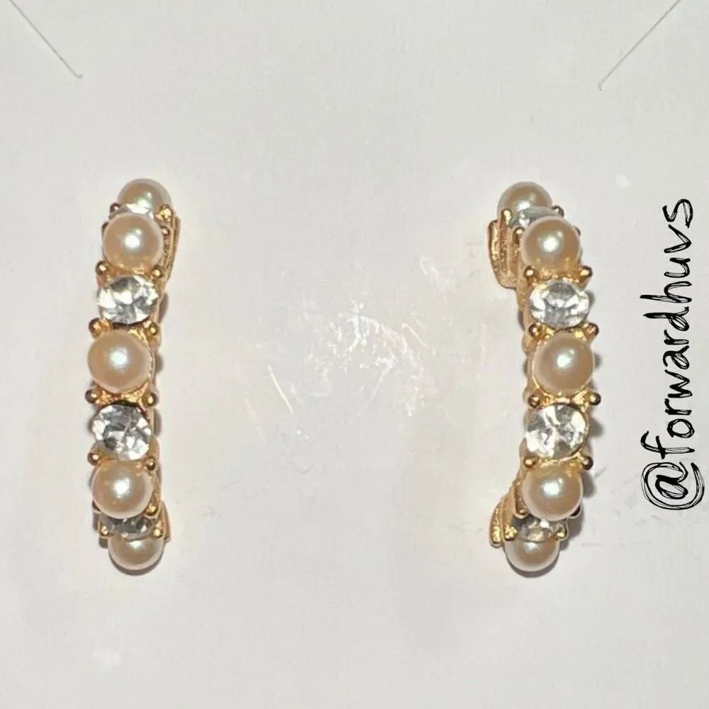 Bundle Sale 3 for $15 | Gold Tone With Faux Pear Half Hoop Earrings